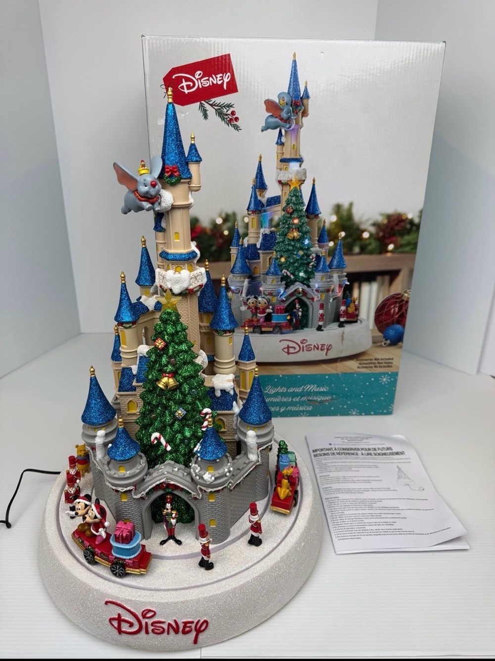 Disney Large Animated Christmas Village Castle Lights Music Figurine World Park